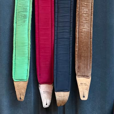 Gibson Vintage padded leather straps [4pcs] 1970s - Black, Green, Red, Brown image 6