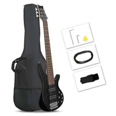 44" Right Handed Electric Bass Guitar Basswood Fingerboard Black image 1