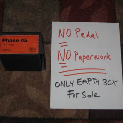 lightly handled MXR EMPTY BOX ONLY for CSP105 Custom Shop '75 Vintage Phase 45 Phase Shifter (NO pedal / NO paperwork) 2010s - BOX: Black Cardboard / LABEL: Orange & Black / GRAPHIC: Silver image 1