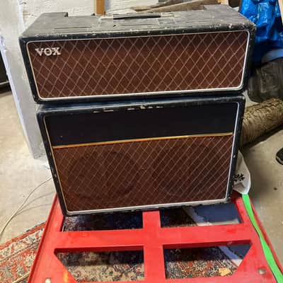 Vox AC-30 Super Twin Top Boost 3-Channel 30-Watt 2x12" Piggyback Guitar Amp 1964 - 1965 - Black with Brown Diamond Cloth image 2