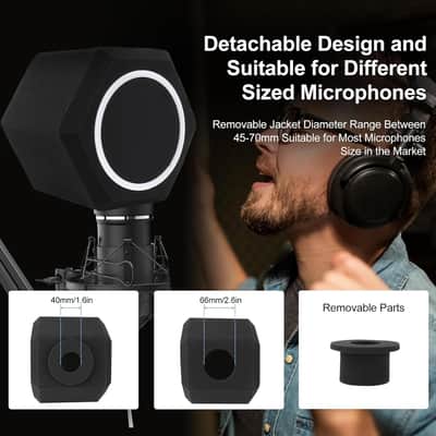 Microphone Isolation Ball with Pop Filter – Acoustic Foam Wind Shield for Studio Recording, Podcasting & Voiceovers image 5