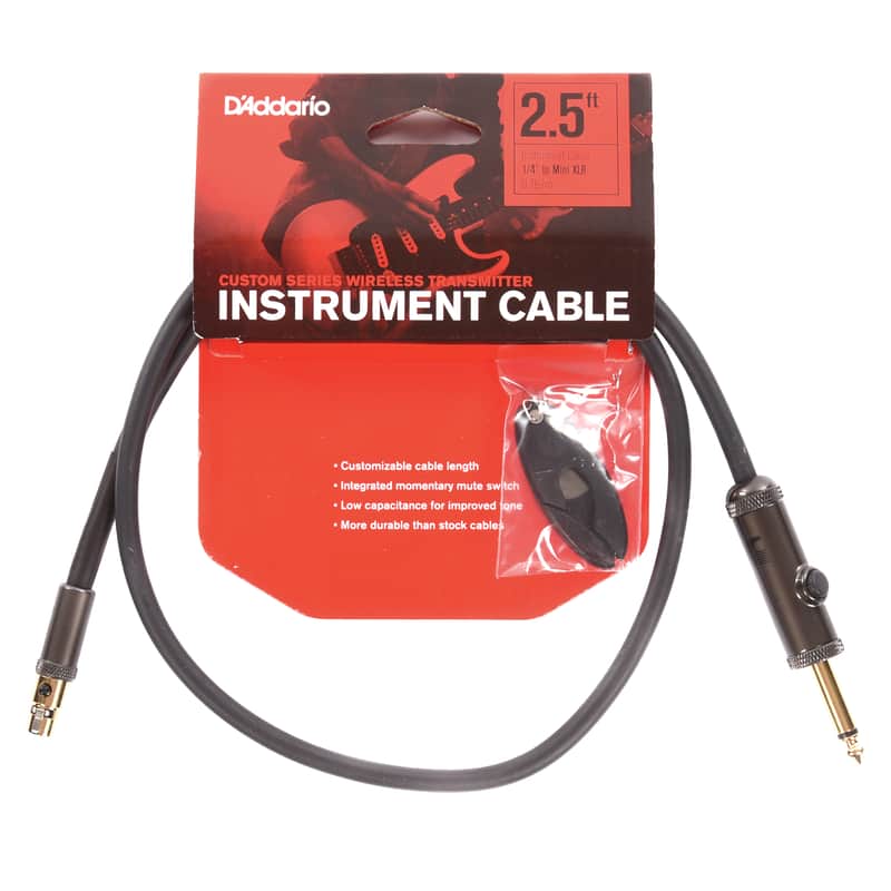 D'Addario PW-WG-02 Planet Waves Wireless Transmitter Straight Instrument Cable - 2.5' image 1