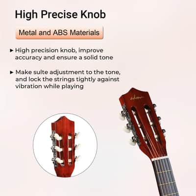 ADM Beginner Acoustic Classical Guitar Nylon Strings Wooden Guitar Bundle Kit for Kid Boy Girl Student Youth Guitarra Online Lessons with Gig Bag, Strap, Tuner, Strings, Picks (34 Inch, Sunburst) image 5