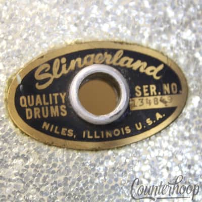 *Slingerland 20x14,13,16 Drum Set Silver Sparkle Vintage 60s 3Ply Bass/Tom/Floor image 8