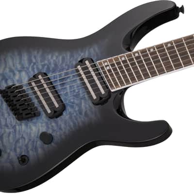Jackson X Series Soloist Arch Top SLATX7Q MS Electric Guitar. Laurel FB, Multi-Scale, Transparent Blue Burst image 24