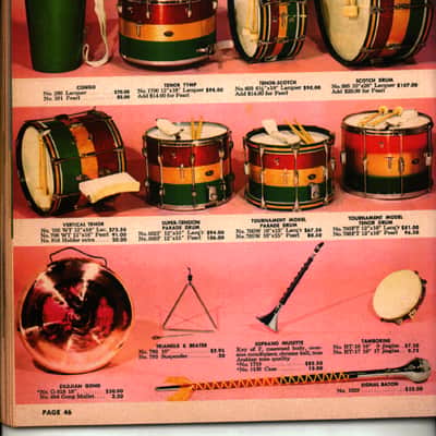 Slingerland 60s 12x15" Zoomatic Marching Snare Drum Gold Sparkle COB Brass Hoops image 17