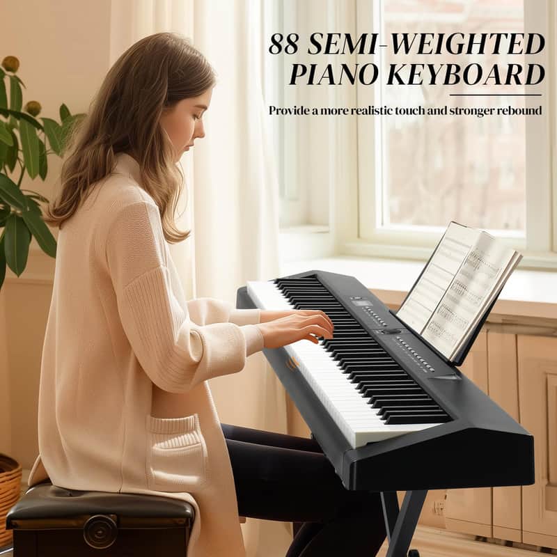 Glarry GPP-105 88 Key Full Size Semi-Weighted Standard Electric Digital Piano Black image 1