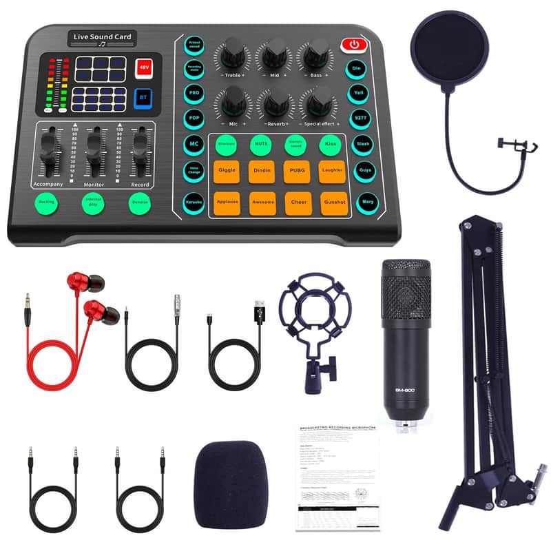 All-in-One Home Studio Recording Kit – Mixer, Condenser Microphone, and Earphones for Music image 1