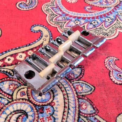 VINTAGE 1970 GIBSON (2) POINT (4) SADDLE BASS BRIDGE w/ POSTS & INSERTS image 6