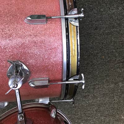 Tempro Pearl stencil drum set 1970's Pink sparkle image 7