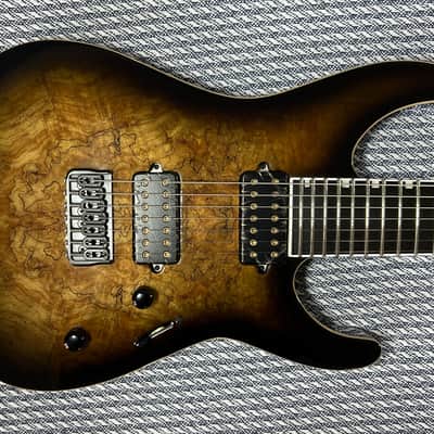 ESP E-II M-II 7 NT HS 2023 Dark Brown Natural Burst 7-String w/ Bare Knuckle image 2