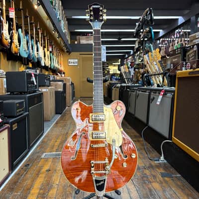 Gretsch Electromatic LTD Flame Okoume Broadkaster Semi-Hollow Electric Guitar with Bigsby Roundup Orange Stain image 4