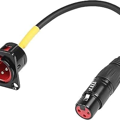 D-Type XLR Male Panel Mount to XLR Female Connector Pass Through Cable,3 Pin Mic XLR Feed/Pass Thru Converter Compatible with Microphone - 30cm/11.8inch 1 Pcs image 1
