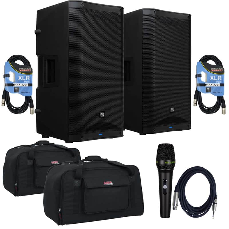 (2) PreSonus AIR XD 12 Powered Speaker - (2) Gator Tote12 - (2) XLR Cables - PSG AUDIO C350 Bundle image 1
