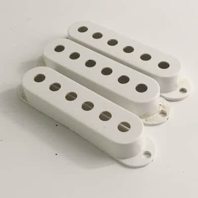3 Genuine Fender Pure Vintage Strat Pickup Covers Electric Light NOS Relic White USA Made image 9
