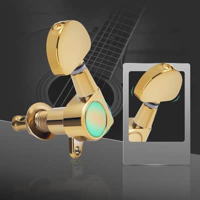 3L3R Guitar Tuning Pegs, Half Round Angled Buttons, Chrome Guitar Tuners, 6 Pack Acoustic & Classical Guitar Tuning Machines Replacement（Gold） image 3