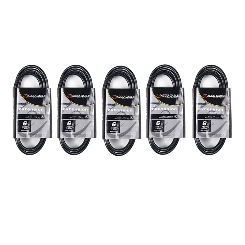 (5) ADJ ECCOM-6 Black 6' IEC-Male-to-IEC-Female Power Link Cables image 1