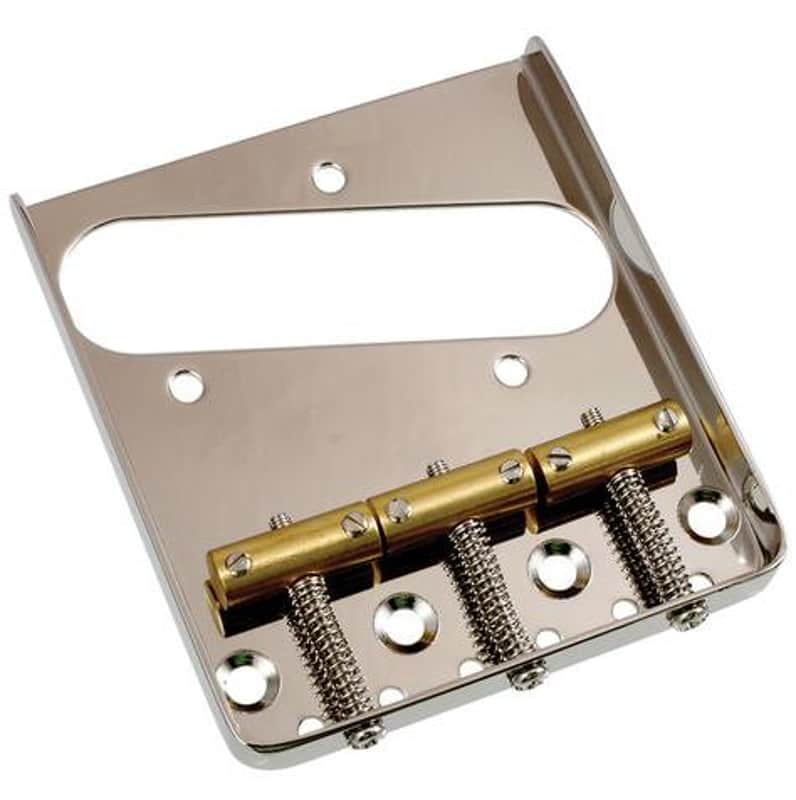 Allparts Vintage Telecaster Bridge with Brass Saddles Nickel TB-5120-001 image 1