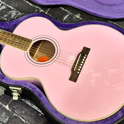 Epiphone J-180 LS Jumbo Ac/El Inspred by Gibson Pink w/Case Auth Dlr #266 image 11