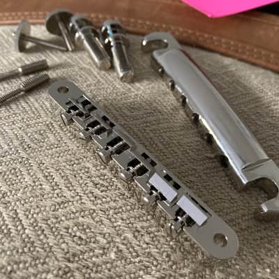 Gibson Historic Non-Wire ABR-1 Tune-O-Matic Bridge with Lightweight Aluminum Stop Bar Tailpiece- Nickel- COMBO image 6