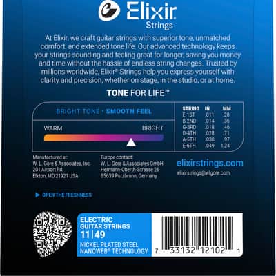 Elixir 12102 Strings 011-049 Nanoweb for Electric Guitar image 2
