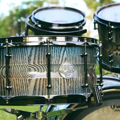 HHG Drums 7 Piece Contoured Ash Stave Kit 2019 Electric Ocean Burst image 8
