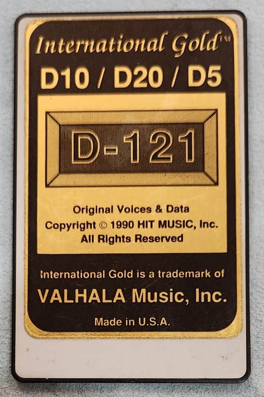 Valhala D-121 International Gold Data Sound Card for Roland D10/D20/D5 Synths 1990 USA image 1