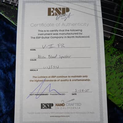 ESP USA V-II FR Alien Blood Splatter 6-String Electric Guitar w/ Hard Case (2025) image 17