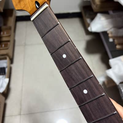Reverse head Roasted Flame Maple 22 Fret guitar neck 25.5 inch rosewood replace image 1