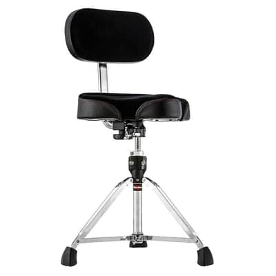 Gibraltar Drum Throne with Adjustable Height Motorcycle Seat & Backrest, Double-Braced Drum Stool, Comfortable Supportive Cushion for Drummers, Studio or Stage Use (9608MB) image 1