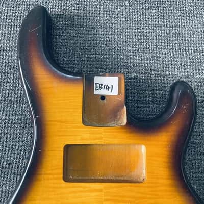 Tobacco Burst Basswood MM SingRay Style Bass Body with Tiger Maple Top image 3