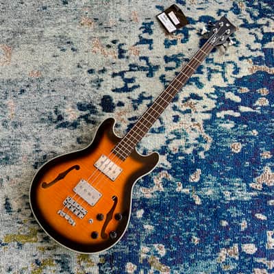 Warwick WRB1594 68PP FMTMFR RockBass Star Bass 4-String Semi-Hollow Electric Bass, Flamed Maple Vintage Sunburst Transparent High Polish RBK569823-25 image 1
