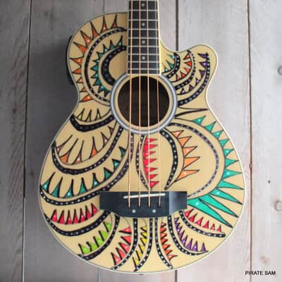 Washburn AB5K Custom Art 4-String Acoustic Bass "Spikes of the South West " w/gig bag image 3