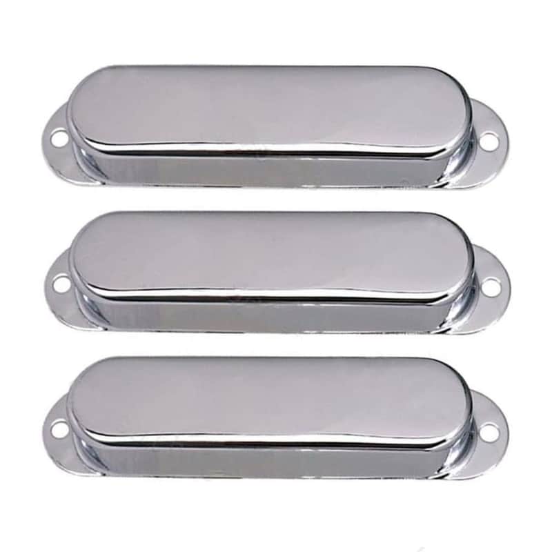 Stratocaster Metal Single Coil Pickup Covers (No Holes) - Chrome 3 Pcs image 1