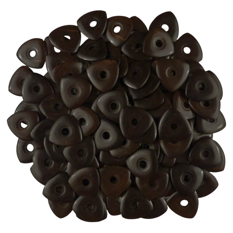 Ebony Wood Guitar Or Bass Pick - 4.0 mm Ultra Heavy Gauge - 346 Contoured Triangle With Grip Hole Shape - Natural Finish Handmade Specialty Exotic Plectrum - 24 Pack image 1