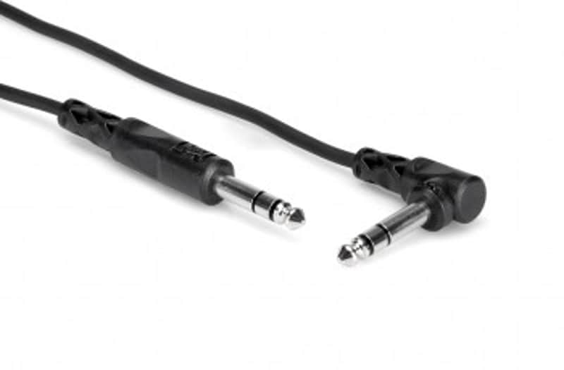 Hosa CSS-110R Balanced Interconnect, 1/4 in TRS to Right-angle 1/4 in TRS, 10 ft image 1