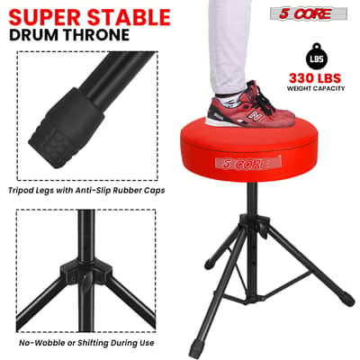 5 Core Drum Throne 3" Padded Seat Adjustable Drumming Chair for Practice and Performance image 6