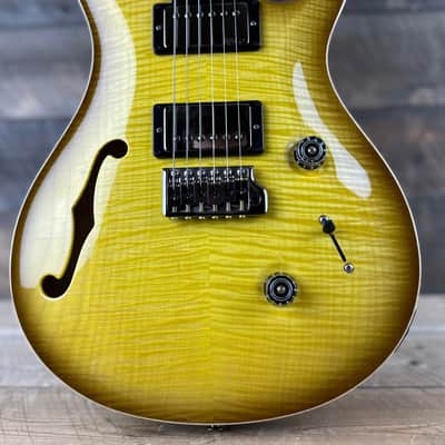 PRS Wood Library Custom 24 Semi-Hollow Flame Maple 10 Top Korina Back - Livingston Lemondrop 391118 image 4