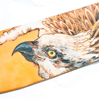 burnyblack custom guitar strap leather - osprey yellow image 10