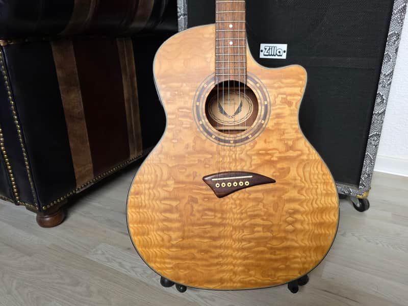 Dean Exotica Acoustic Wlectric Guitar Quilted Ash Quilt Top Active Pre-Amp with XLR Output image 1