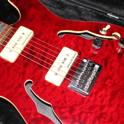 IYV ITF 400 Tele P90 Thinline Burl Top Dark Red in Hard Case image 16