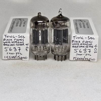 Tung-Sol JAN 5687 Black Plates, Horseshoe Getter, Matched (3.3%) Pair NOS 5687