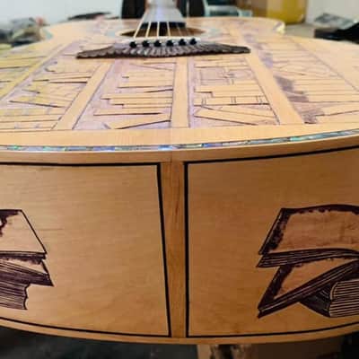 Blueberry Handmade Dreadnought Guitar Bookstore Motif image 5
