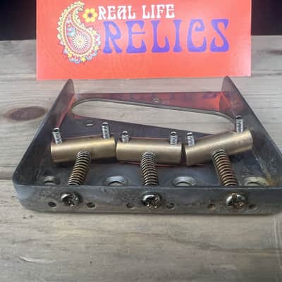 Real Life Relics  Aged Nickel Vintage Telecaster® Bridge with Aged Brass Compensated Slant Saddles   [D6] image 3
