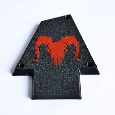 Custom Ibanez Truss Rod Cover for RG & JEM – Ram Skull (Red & Black) image 11