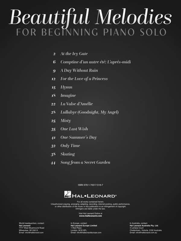 Beautiful Melodies For Beginning Piano Solo Beginning Piano Solo Songbook Hal Le image 1