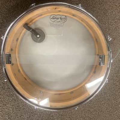 Ludwig No. 908 Jazz Festival 5x14" 8-Lug Snare Drum with Pointed Blue/Olive Badge 1969 - 1971 - Red Sparkle image 5