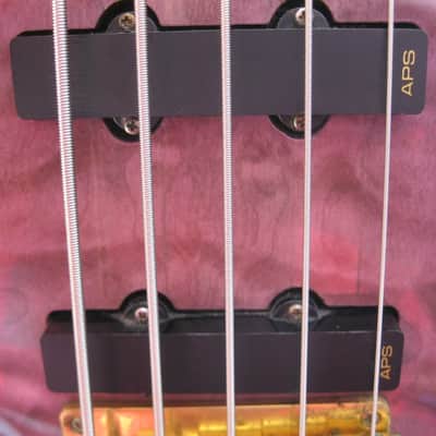 JK. Lado Hawk 5 String Jazz Bass 2003 Purple Quilt image 10