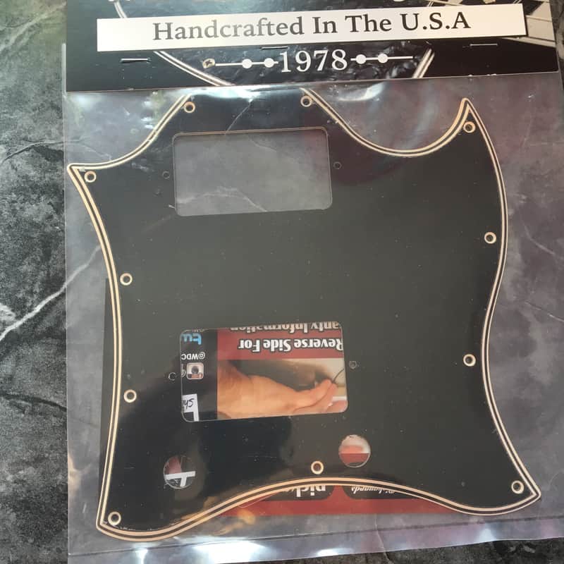 WD Gibson SG Standard Full Face Batwing Pickguard 5 ply Wide Bevel Black/Cream Made In USA image 1