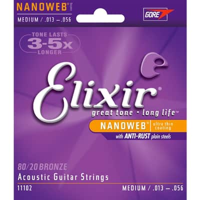 Elixir Acoustic 80/20 Bronze w NANOWEB Coating - Medium .013-.056 image 1
